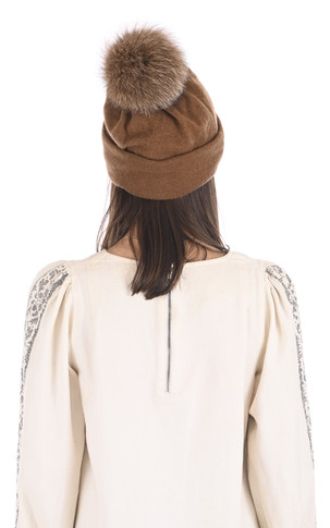 Bonnet laine et renard camel