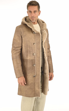 Manteau peau lainée agneau beige