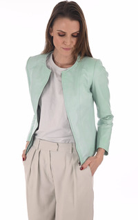 Spencer cuir vert amande