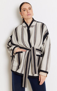 la canadienne Veste laine à rayures beige
