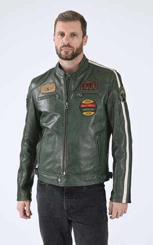 Blouson cuir Wartburg vert