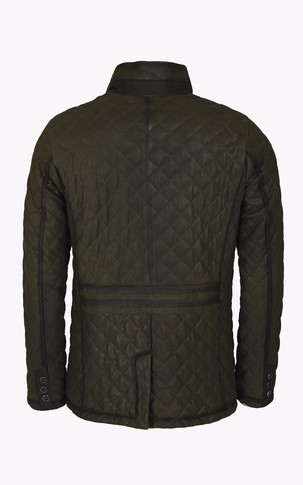 Veste cuir matelassé vert foncé