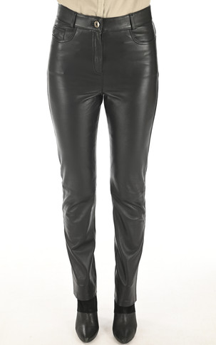 Pantalon cuir noir coupe droite