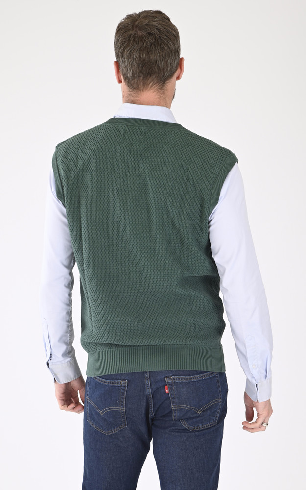 Pull sans manches coton vert Rivieras