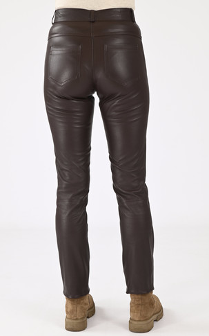 Pantalon cuir stretch chocolat