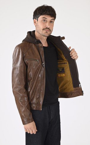 Blouson Bishop Cuir Avec Capuche