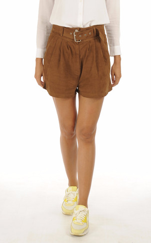 Short cuir velours Carlia caramel