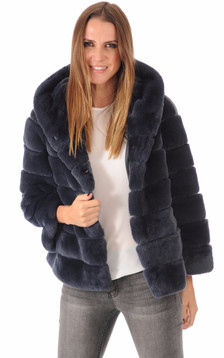 Veste Fourrure Rex Bleu Veste Fourrure Rex Bleu