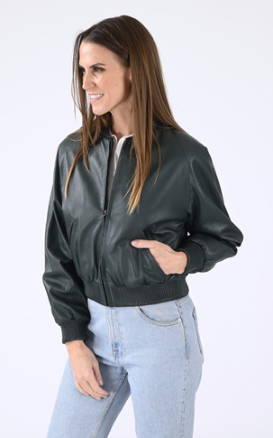 Blouson cuir Gaia vert