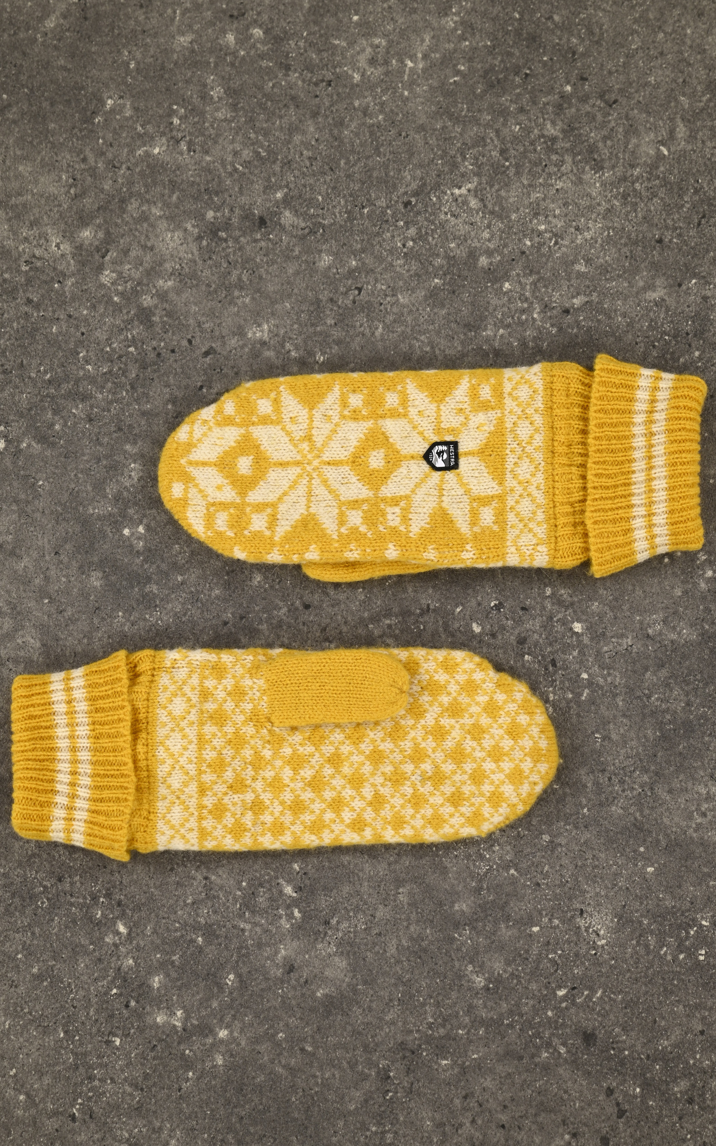 Moufles chaudes laine jaune Hestra
