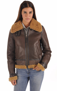 Bombardier Mouton Stella Redskins La Canadienne Blouson La Canadienne Veste Mouton Coupe Loose Femme Marron Magasin