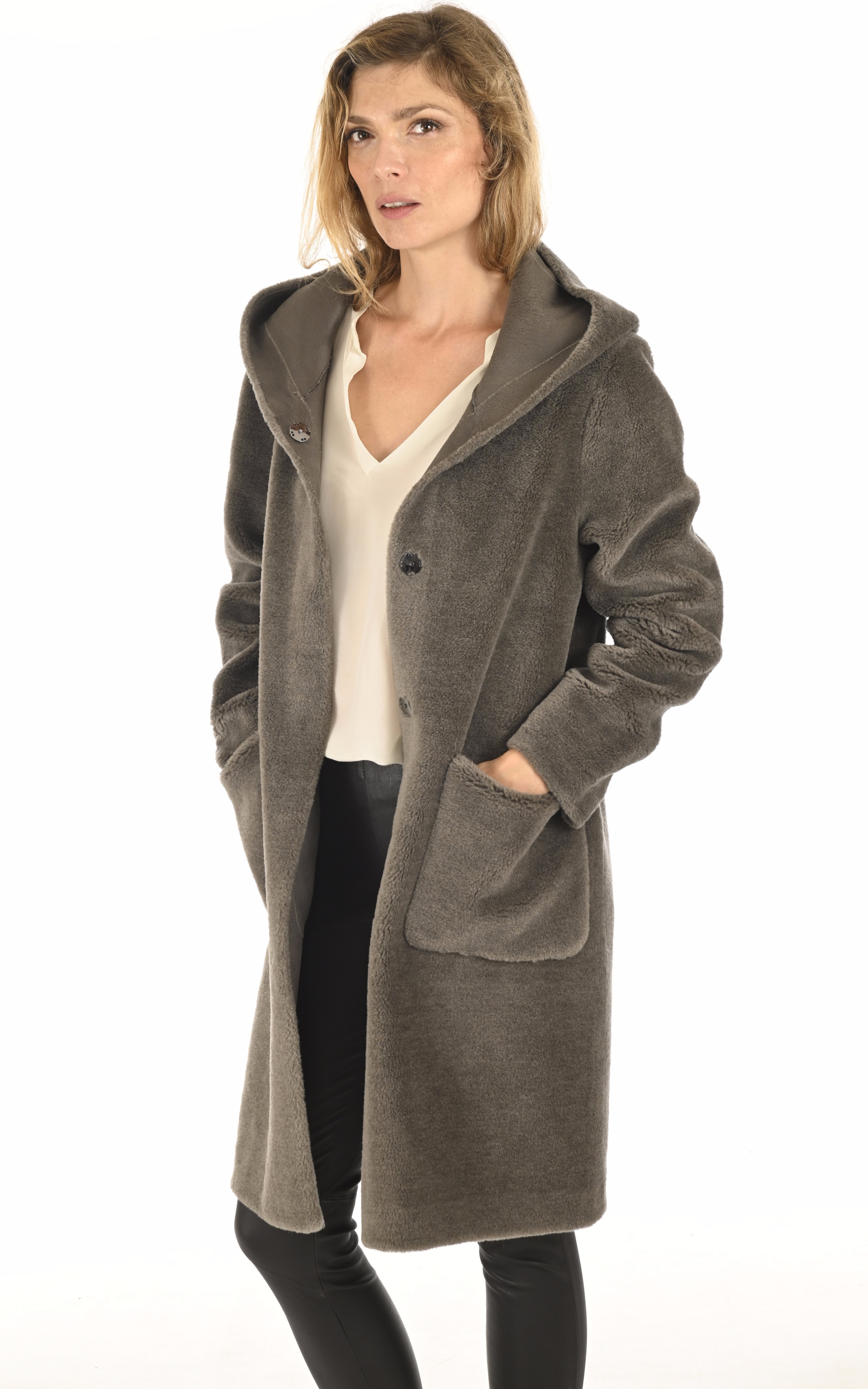 Manteau laine Angelique réversible gris Oakwood
