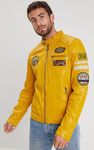 Blouson motard Limerock jaune