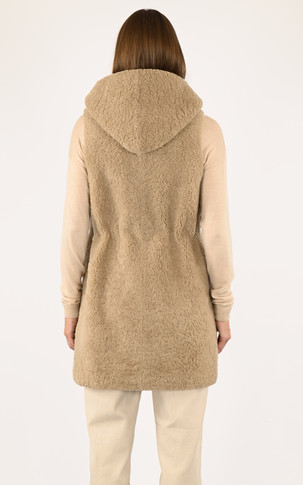 Gilet long mouton beige