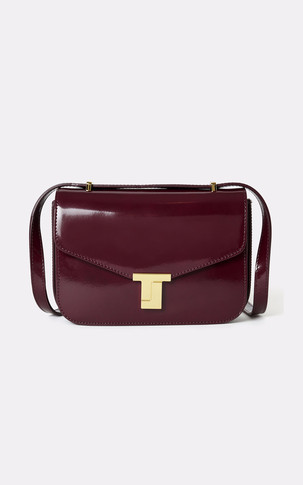 Sac en cuir bordeaux brillant