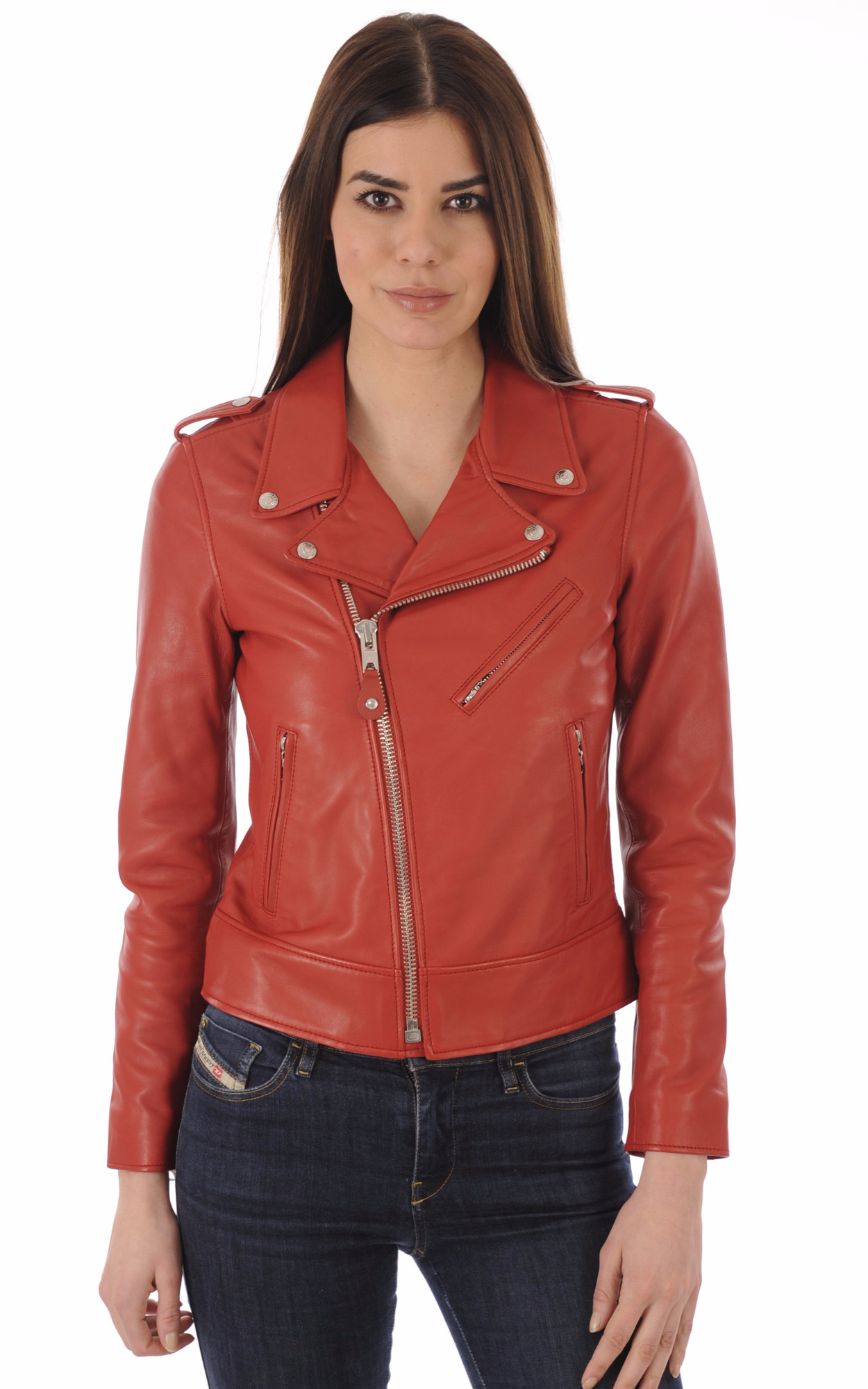 Perfecto LCW1601D Rouge Schott La Canadienne Blousons Cuir Rouge