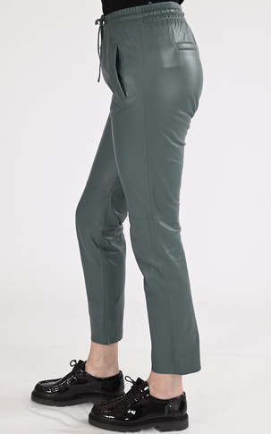 Pantalon jogpant cuir vert émeraude