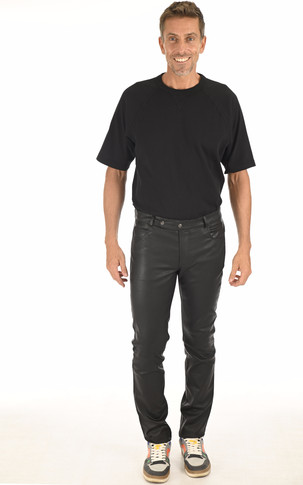 Pantalon agneau noir stretch
