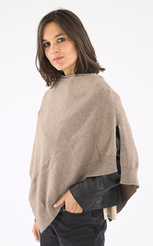 Poncho cachemire taupe