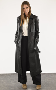 Trench long cuir noir Possery La Canadienne Manteaux et 7 8 Cuir Noir