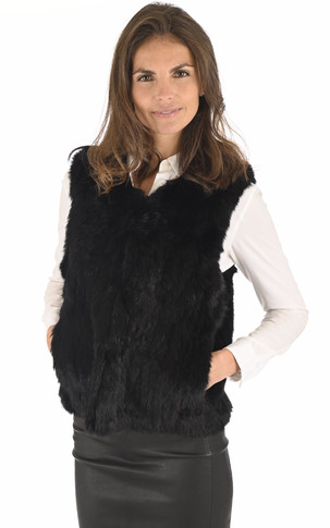 Gilet fourrure de lapin noir