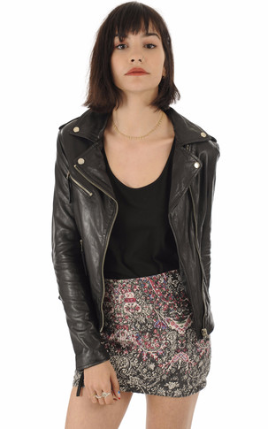 Blouson en cuir noir femme