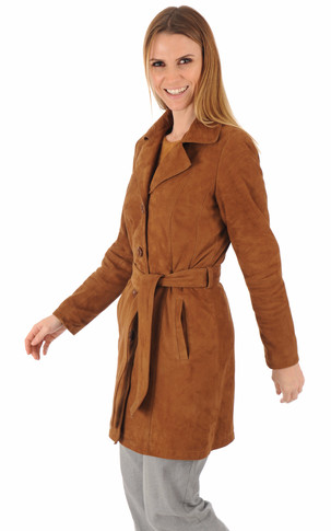 Trench cuir velours cognac
