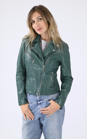 Blouson cuir Olympe Jade