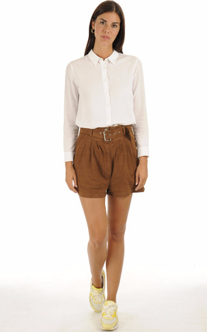 Short cuir velours Carlia caramel