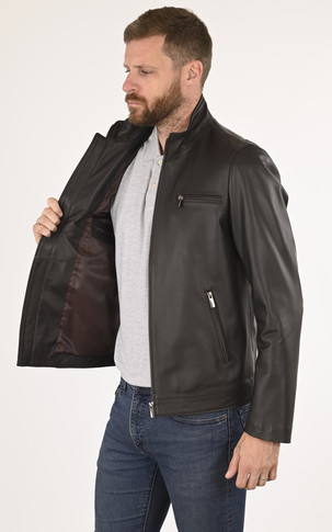 Blouson agneau marron homme