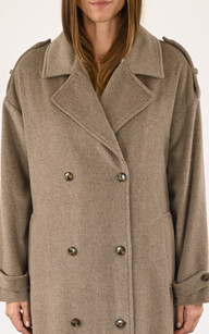 Long manteau cachemire et renard beige Levinsky La Canadienne