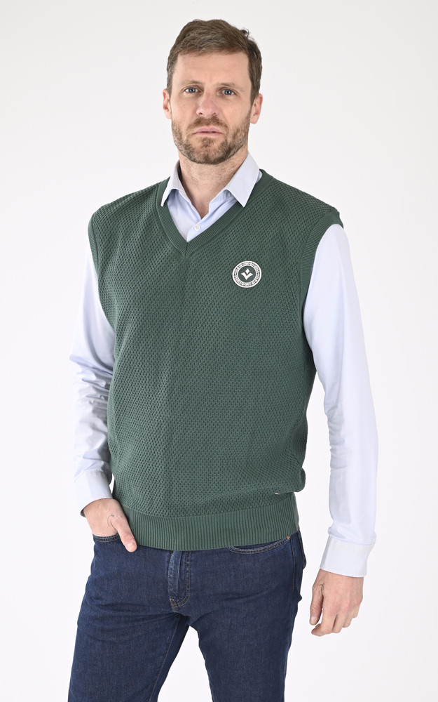 Pull sans manches coton vert Rivieras