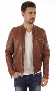 Blouson Cuir Cross Cognac Blouson Cuir Cross Cognac