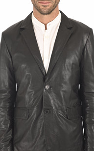 Blazer cuir noir homme La Canadienne La Canadienne Vestes et 3 4 Cuir Noir