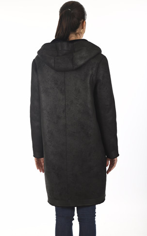 Manteau laine Angelique réversible noir