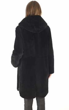 Manteau réversible agneau noir