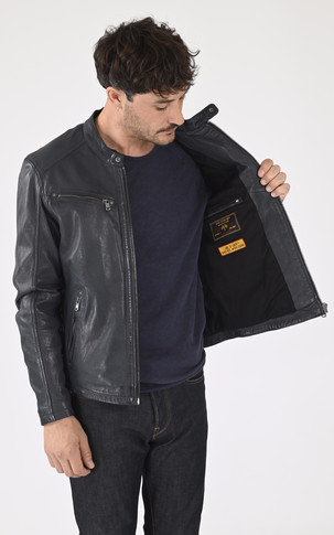 Blouson cuir Gafino Navy blue