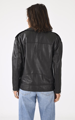 Blouson cuir confort Drew noir