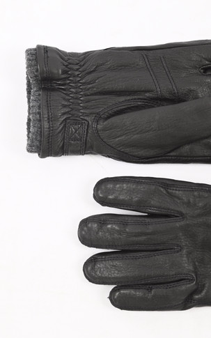 Gants en cuir cerf noir