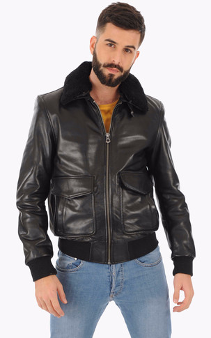 Blouson pilote cuir noir