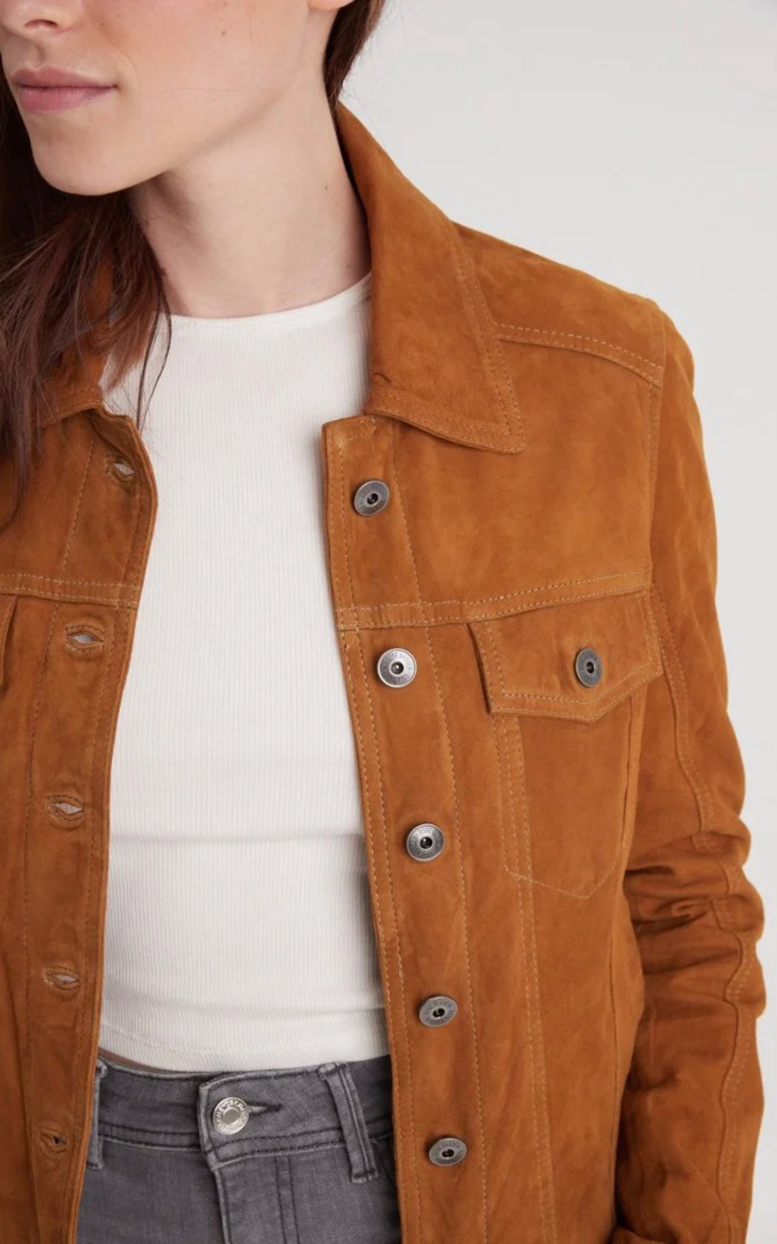 Blouson cuir velours Jeanne Cognac Rose Garden