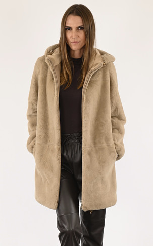 Manteau fourrure beige