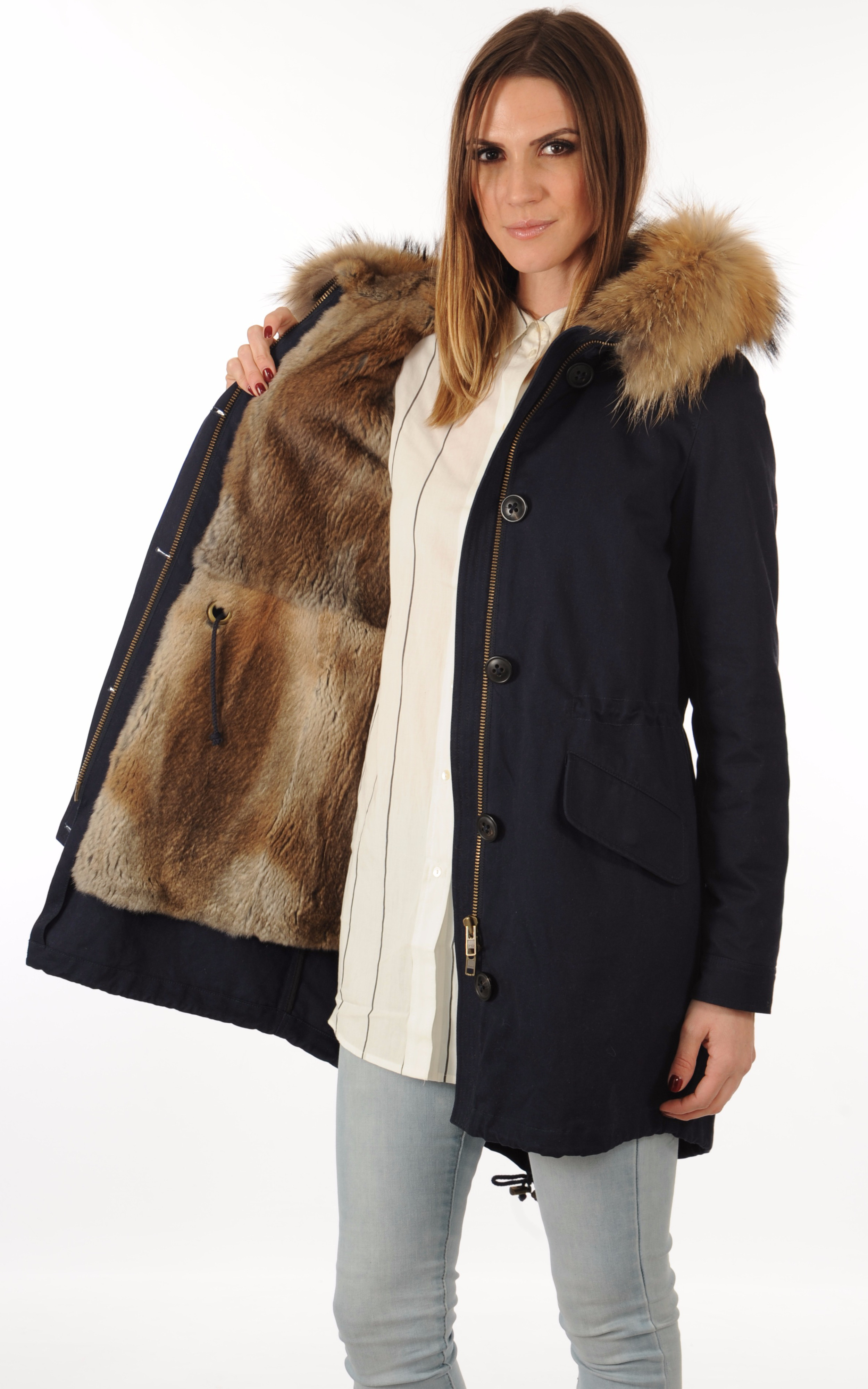 Parka Toile & Fourrure Marine La Canadienne - La ...