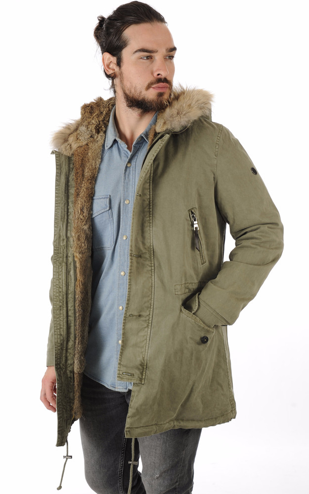 Parka Homme Fourrure et Toile Militaire Blonde n°8 - La ...