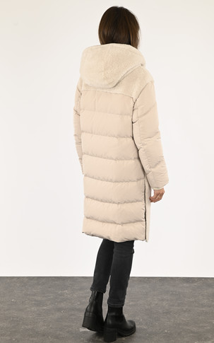 Manteau long bi-matière blanc