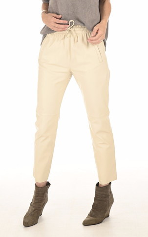 Pantalon jogpant cuir beige
