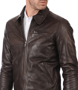 Blouson Major Cuir Col Chemise Daytona 73 La Canadienne Blousons Cuir Marron