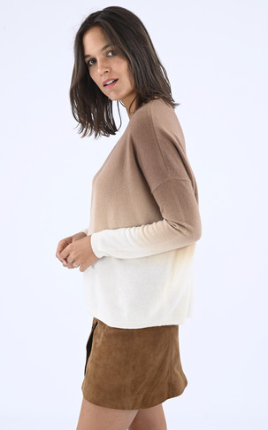 Pull col V oversize cachemire camel