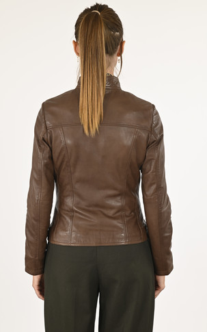 Blouson cuir marron femme