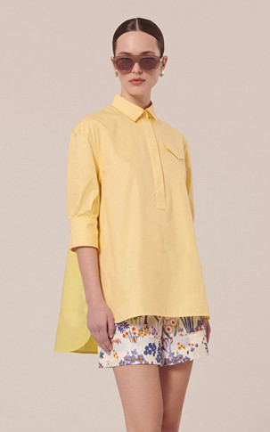 Chemise manches courtes oversize jaune